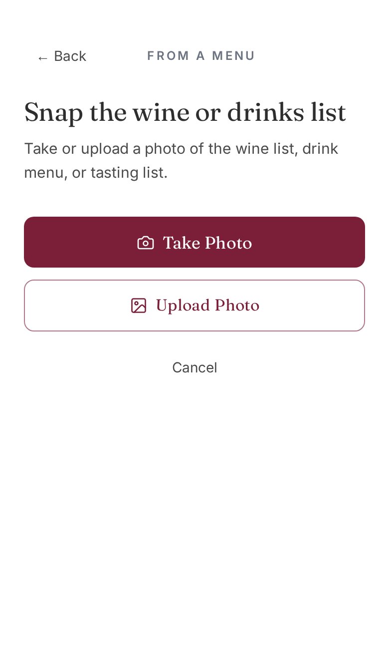 The Pair It & Share It menu scanner ready to photograph a wine list
